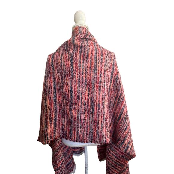 FREE PEOPLE BLANKET SCARF Orange Burgundy Oversized Art To Wear NWOT #5248 - Picture 6 of 10